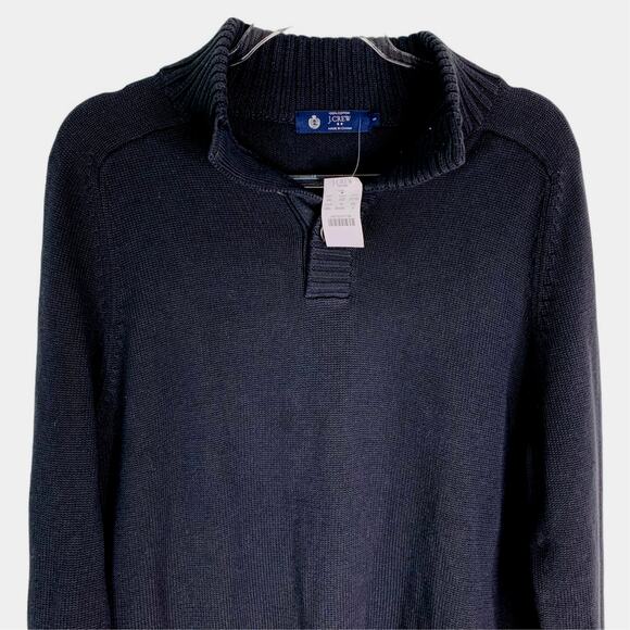 J Crew Mens Sweater Pullover Small Black Cotton Buttons New - Picture 8 of 8